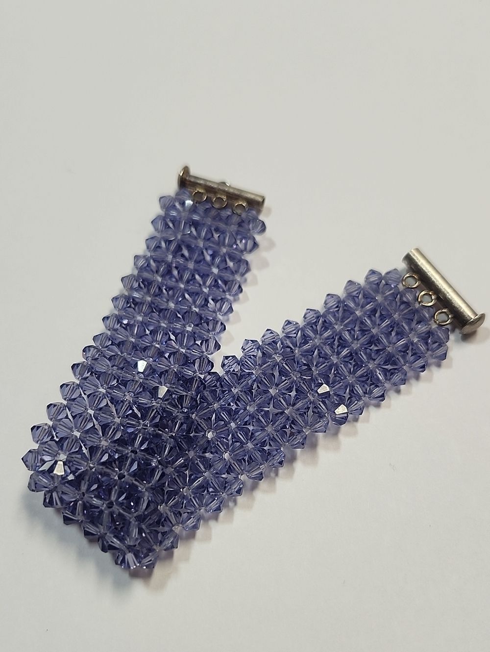 Tanzanite colored Swarovski crystal bracelet Sterling Silver Clasp 925 6"